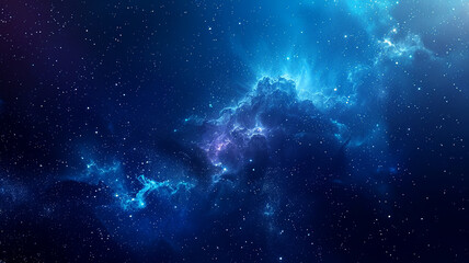 Cosmic clouds and stars in a deep blue nebula
