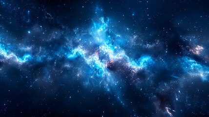 The beautiful blue nebula is located in distant, vast space