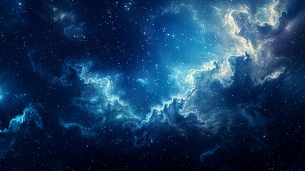 Fototapeta premium Cosmic clouds and stars in a dark blue sky