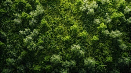 Obraz premium Top view green moss forest nature texture background. AI generated image