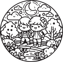 Fototapeta premium Children Book Cover Silhouette Vector illustration eps