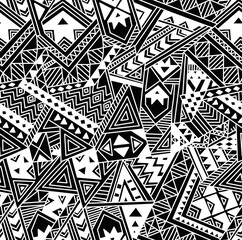 Black and white abstract hand-drawn doodles .Seamless pattern.