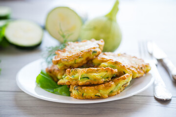 homemade food, fried zucchini pancakes