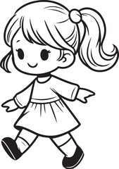 Cartoon cute girl silhouette vector eps