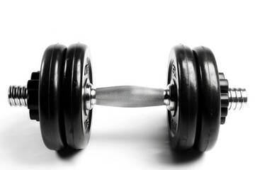 Naklejka premium Gym White Background. Dumbbell and Barbell Fitness Equipment Isolated on White