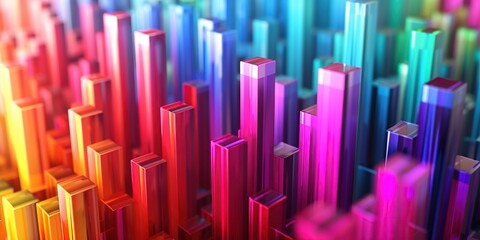 Obraz premium Colorful Bar charts. Finance, business, stock market, statistics. Generative Ai