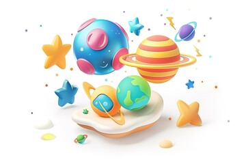 Fototapeta premium Space hand drawn color illustrations set. Doodle astronomical phenomena. Cartoon moon, comet, asteroid, lightning, explosion, planets. Cosmic collection. Astronomy for kid isolated vector 