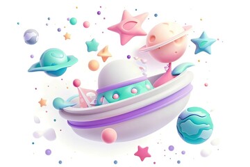 Fototapeta premium Space hand drawn color illustrations set. Doodle astronomical phenomena. Cartoon moon, comet, asteroid, lightning, explosion, planets. Cosmic collection. Astronomy for kid isolated vector 