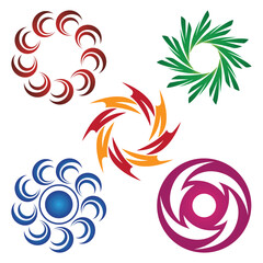 Obraz premium Set of abstract flower icons. Vector design elements for your business. vortex logo symbol