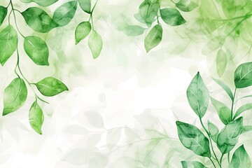 Watercolor green floral pattern. Green leaves and branches composition on white background for wallpapers, postcards, greeting cards, wedding invitations, romantic events
