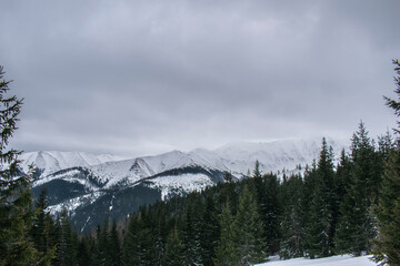 polish tatra mountains in winter weather