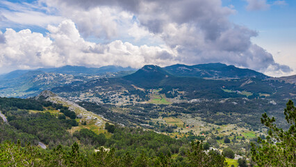 Mountain landscape from Mount Lovcen on a cloudy day