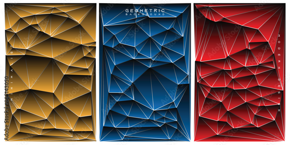 Poster vector geometric abstract gradient triangles shapes background set collection.