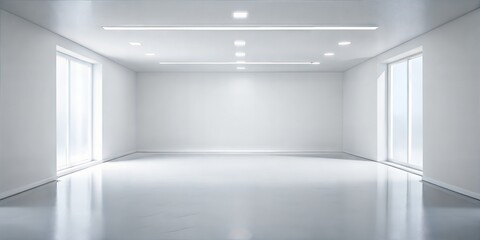Fototapeta premium White clean empty architecture interior space room studio background wall display products minimalistic. 3d rendering.
