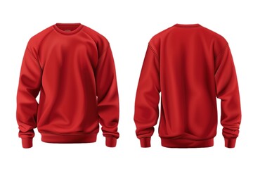 Warm red Christmas sweater on white background, back side
