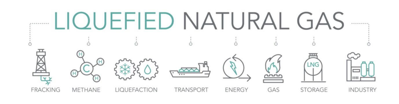 Liquefied natural gas - LNG - thin line two-tone icon concept vector illustration