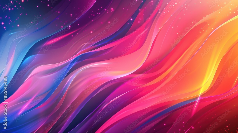 Poster vivid abstract design, sparkling elements, bright and dynamic background