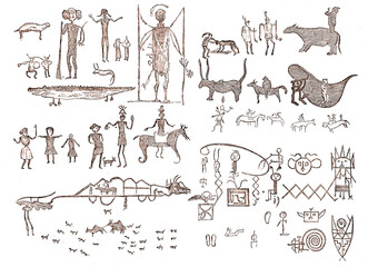 Native Americans hieroglyphs in a cave near Rocky Dell Creek