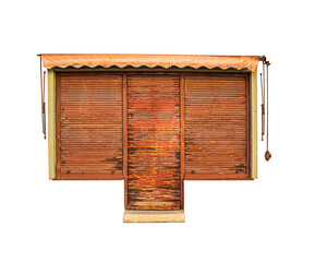 antique door and windows, abandoned shop, white background,png