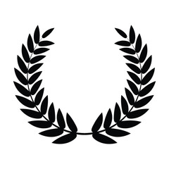 Fototapeta premium Laurel wreath, Black circular laurel olive branches greek wreath vector illustration, A winner award of olive leaves,stars of victory symbol, achievement heraldry symbol isolated on white background