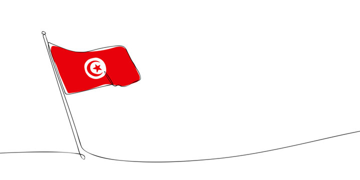 recommend clip art: A single line drawing of a Tunisia flag. Continuous line Republic of Tunisia icon. One line icon. Vector illustration