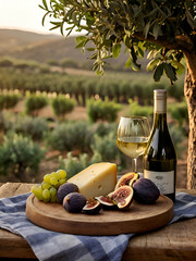 Experience the magic of wine country with a sumptuous cheese platter and fine wine
