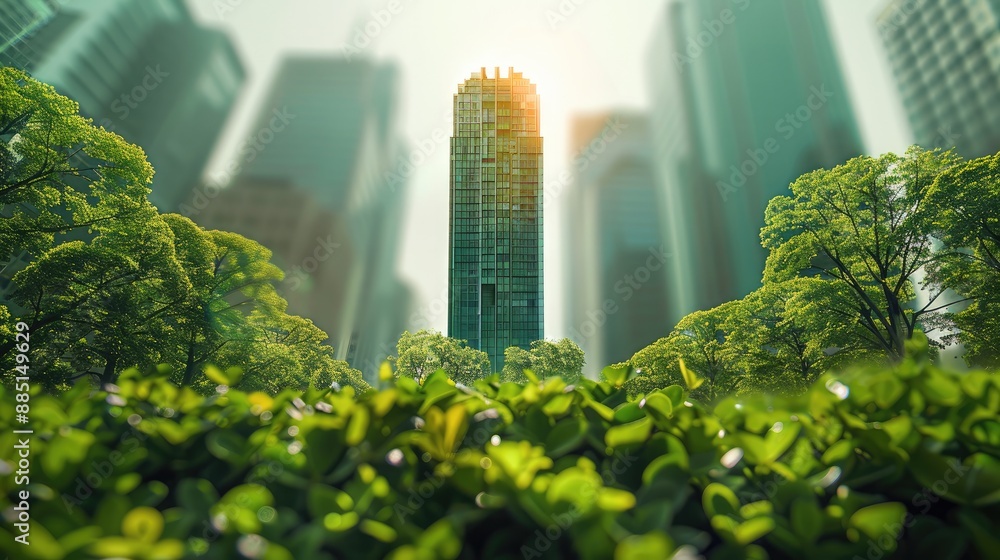 Poster Developing a sustainable environmental friendly business strategy and reducing emissions globally to net zero carbon neutrality. Generative AI.