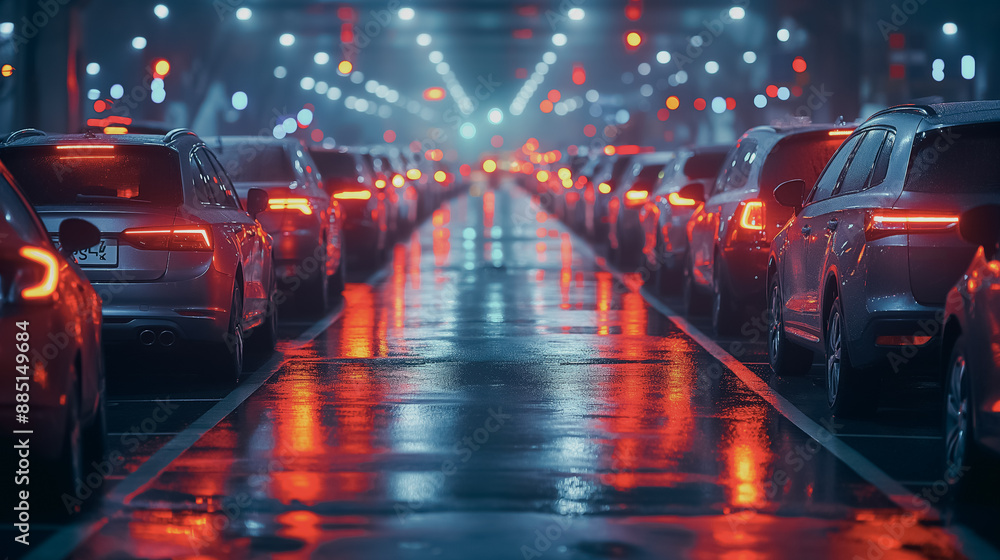 Aufkleber iot-enabled smart parking system in a bustling city, detecting open parking spots and directing driv