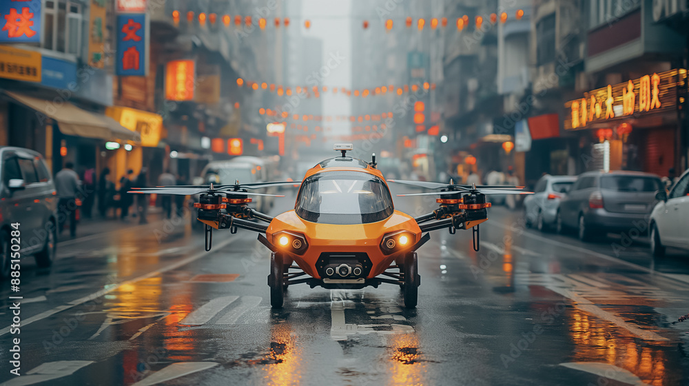 Poster iot-enabled fleet of delivery drones in an urban area, coordinating routes and schedules to enhance 