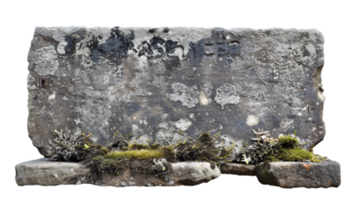 Old stone sign plate on transparent background