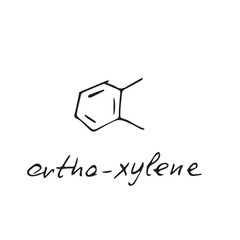 o-Xylene, Ortho-Xylene, aromatic hydrocarbon C6H4 (CH3) molecule formula. Hand drawn imitation
