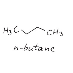 n-butane molecule formula. Hand drawn imitation of n-butane structural model