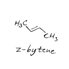 z-butene molecule formula. Hand drawn imitation of z-butene structural model