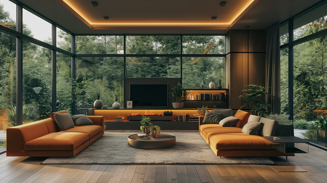 A smart thermostat learning a household's schedule and preferences, adjusting the temperature automatically to enhance comfort and save energy, high-tech home environment.