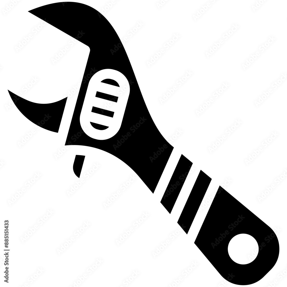 Sticker adjustable wrench vector icon illustration of home improvements iconset.