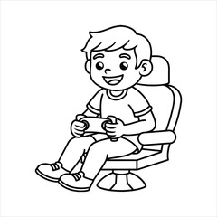 A boy gaming chair setting in playing game vector