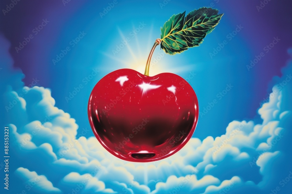 Poster airbrush art of a cherry fruit plant food.