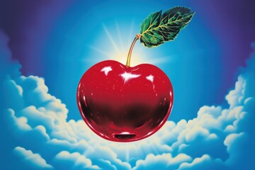 Obraz premium Airbrush art of a cherry fruit plant food.
