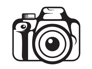 camera vector illustration. good for camera icon, photography, or videography industry. simple line art flat with grey color style Pro Vector