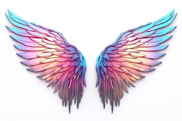 Fototapeta premium Bird wings iridescent pattern white background invertebrate.