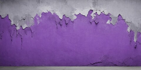 An aged cement wall displaying a textured abstract background in shades of purple