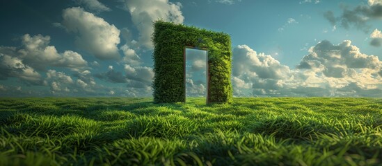 A Doorway to Another World - Lush Green Portal in a Field