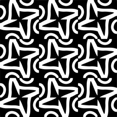Abstract black figures on a whire background. Seamless texture for fashion, textile design,  on wall paper, wrapping paper, fabrics and home decor. Simple repeat pattern.