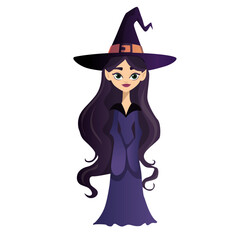 Vector illustration of a cute witch