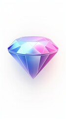 Illustration of a diamond with blue,purple gradient on white backdrop,creating colorful visual.clean white background provides stark contrast,making the colors,details of the diamond stand out vividly