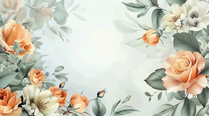 Elegant floral illustration with muted colors and significant copy space