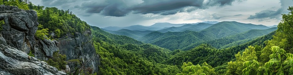 Fototapeta premium Mountainous Landscape with Overcast Sky