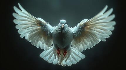Dove with Embroidery Design, Dramatic Lighting, and Holy Spirit Symbolism