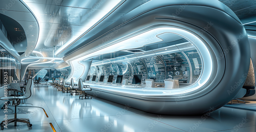 Leinwandbilder a sleek it department with high-tech workstations, cable management systems, and a futuristic design