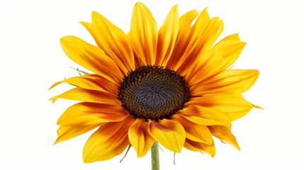 Vibrant sunflower blooms with yellow and orange petals against a white backdrop